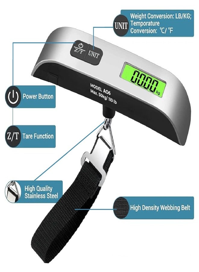 Importados unknown Luggage Scale, Digital Portable Handheld Suitcase, Travel Hanging Baggage with Backlit LCD Display, 50kg/110Pounds - Image 5